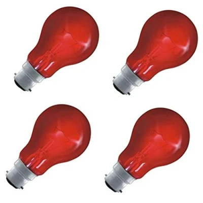 Image of FindASpare Fireglow Light Bulbs 60W BC/B22 Red Glow GLS Incandescent Lamps Pack of 4
