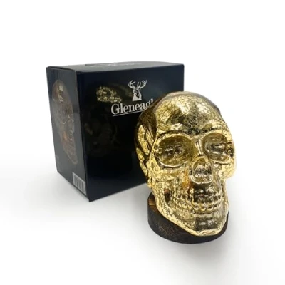 Image of Cello Flame Skull LED Night Light Gold Desk Lamp for Bedroom Decor Living Room, USB Powered Bedside with Energy Efficient Glow (Small)