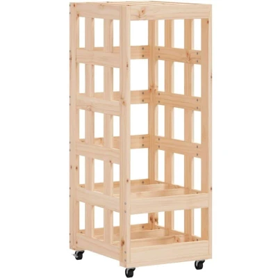 Image of vidaXL Log Holder with Wheels 40x49x110 cm Solid Wood Pine