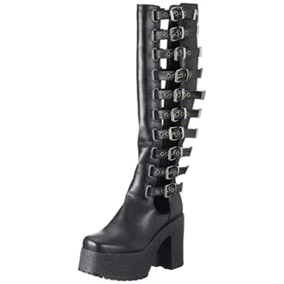 Image of LAMODA Women&#039;s Immortality Knee high Boot, Black PU, 4 UK