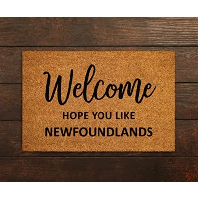 Image of Ensound Welcome Hope You Like Newfoundlands Doormats,Welcome Door Mat,Dogs Doormat,Welcome Funny Dog Breed Mats 36x24 Inch