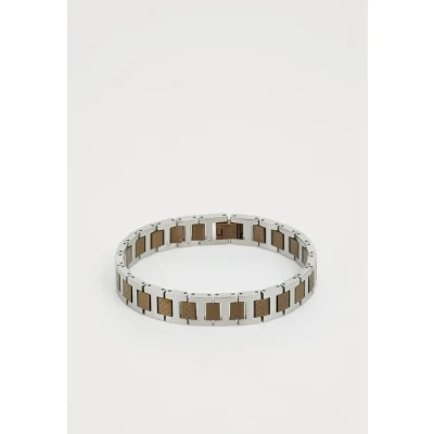 Image of Lacoste Metropole Bracelet silvercoloured/ khaki, Men&#039;s, Size: One Size, Silver coloured/ khaki
