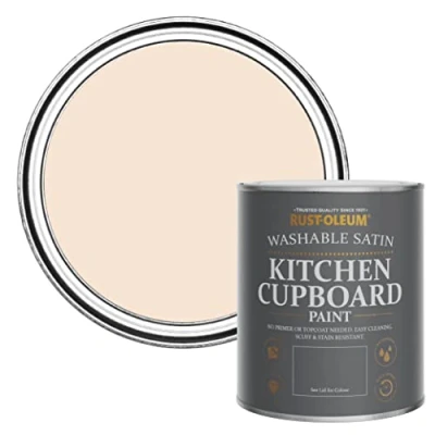 Image of Rust Oleum Light Pink Scrubbable Kitchen Cupboard Paint in Satin Finish Melrose 750ml