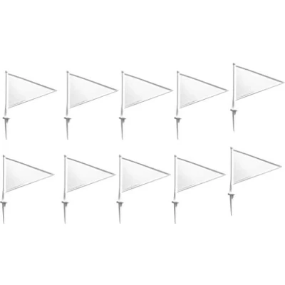 Image of Don Cricket Boundary Marker Flags Pack Of 10 White Plastic Pitch Marking Flag