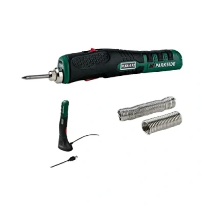 Image of PARKSIDE PLKA 4 Cordless Soldering Iron with Rubberised Grip Zone LED Work Light