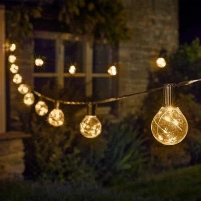 Image of Garden Mile Waterproof LED Festoon Lights Outdoor, Indoor Outdoor Globe String for Garden. Sets of 10 and 20 Sting (Firefly White, 20)