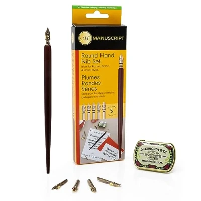 Image of MANUSCRIPT Leonardt Round Hand Calligraphy Pen Set with Keepsake Nib Tin