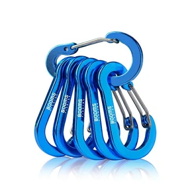Image of Booms Fishing CC1 Multi Use Carabiner Clip, 6 Pack Small Caribeener Clips, Mini Keychain Caribeaner Clip 2 inch, Aluminum D Ring Carabiners, colored, Blue, 6pcs, 2&quot;