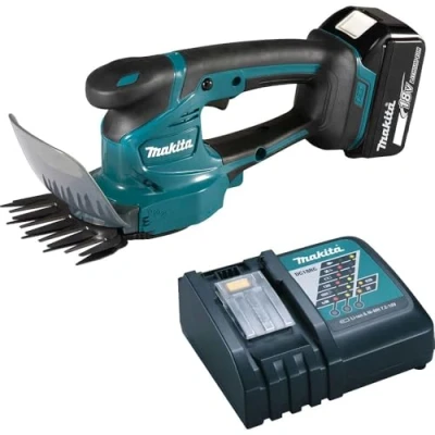 Image of Makita DUM111RTX 18V Li ion LXT 110mm Grass Shears Complete with 1 x 5.0 Ah Battery, Charger and Head Trimmer Attachment