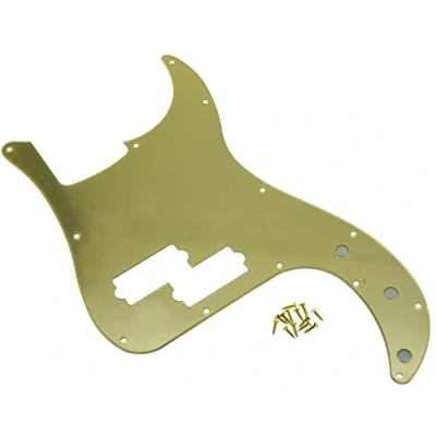 Image of Dopro 13 Hole Precision Bass Pickguard PB P Scratch Plate Fits USA/Mexican Fender Gold Mirror