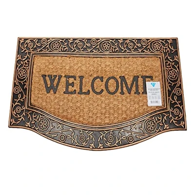 Image of ED Rubber Door Mats Natural Coir Non Slip PVC Backed Indoor &amp; Outdoor Heavy Duty 45 x 75cm (Welcome 5)