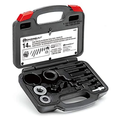 Image of Powerbuilt Power Steering and Alternator Pulley Remove Install Tool Set, Replace Vehicle Pump, Car Repair Tools, Storage Case 648605