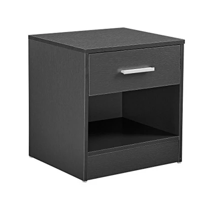 Image of [en.casa] Elegant bedside table with drawer and storage compartment cabinet Grey chest of drawers