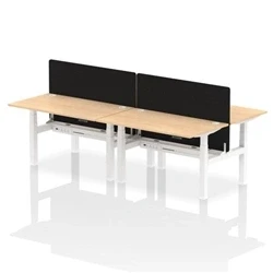 Image of Air B2B 1400x800mm Adjustable 4P Bench Desk CP Maple/White + Screen