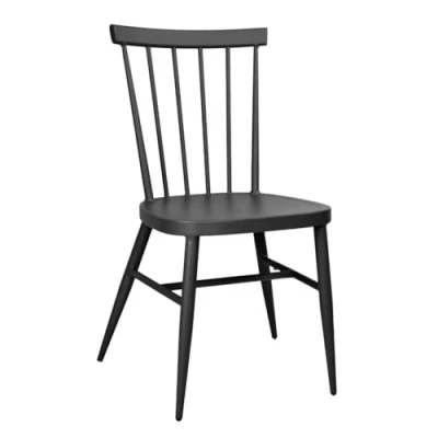 Image of Bolero Windsor Aluminium Chairs Set (Pack of 4), Black, Lightweight Construction, Stackable, Powder Coated, UV &amp; Scratch Resistant, Indoor Outdoor Chairs, DX686