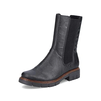 Image of Rieker Women Ankle Boots Z3582, Ladies Chelsea Boots,Low Boots,Half Boots,Bootie,Slip Boot,Flat,Black (Schwarz / 00),39 EU 6 UK