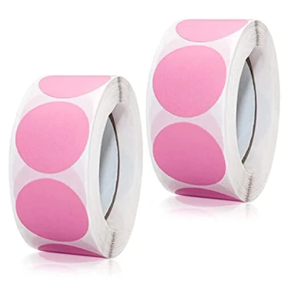 Image of Coloured Dot Stickers Round Color Coding Labels 1 Inch 25mm Self Adhesive Circle Sticky Pink