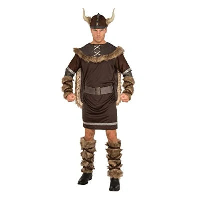 Image of Bristol Novelty 820565STD000 Viking Warrior Costume Set Men&#039;s Adult Brown Fancy Dress, White