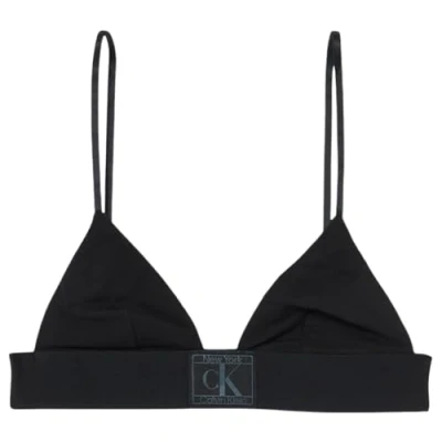 Image of Calvin Klein Underwear Established Triangle bra black/blue, Women&#039;s, Size: Medium, Black/blue