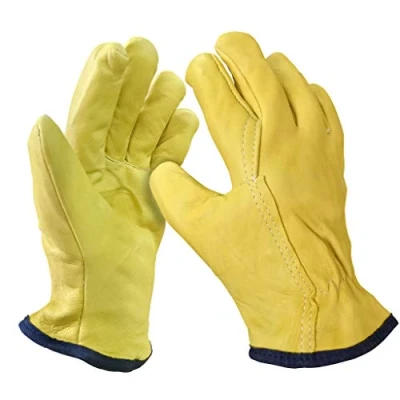 Image of 12 Pairs of Large Soft Leather Lorry Driver Safety Work Gloves with Fleece Cotton Lining. General Purpose Ideal for Gardening, Warehouse, Rigger, Etc.