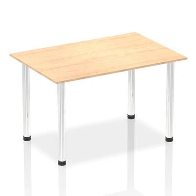 Image of Impulse 1400mm Straight Table Maple Top Chrome Post Leg
