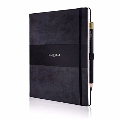 Image of Castelli RQ27/25 464 Large Lined Ruled Tucson Notebook Graphite Black
