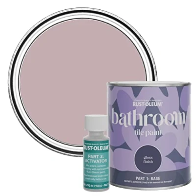 Image of Rust Oleum Pink Water Resistant Bathroom Tile Paint in Gloss Finish Little Light 750ml