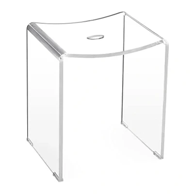Image of Navaris Clear Acrylic Shower Stool Waterproof Transparent Chair for Bathroom Kitchen Bedroom Backless See Through Modern Seat Wet or Dry Use