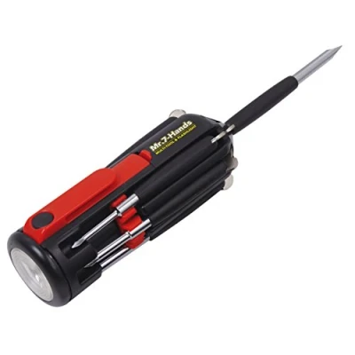 Image of APOLLO TOOLS Original Mr. 7 Hands, Multi Screwdriver Hand Tool, All in One Patented Screwdriver, 8 Screwdrivers 1 Tool with Worklight and Flashlight DT1719