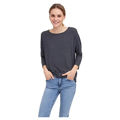 Image of VERO MODA Women&#039;s Vmcarla 3/4 Top Ga Noos T Shirt, Black, M
