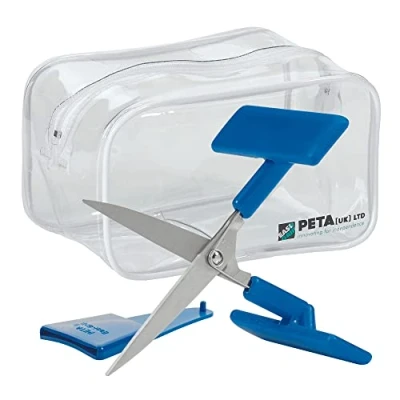 Image of PETA Easi Grip Push Down Table Top Scissors Stainless Steel 75mm Spring Loaded Blade Ergonomic for Stability and Leverage Ideal Adults with Poor Hand Control, Weak Tremors