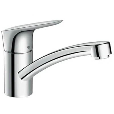 Image of hansgrohe Logis kitchen tap 120 mm high with 360 swivel spout, CoolStart energy saving function and reduced flow rate, chrome 71837000