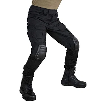 Image of zuoxiangru Men&#039;s Multicam Tactical Trousers Multi Pockets Military Camo Outdoor Airsoft Combat Hunting Pants with Knee Pads (Black, Tag 34)