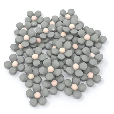 Image of Wedding Touches 30x Grey 18mm Soft Feel Daisy Flatbacks Craft Cardmaking Embellishments