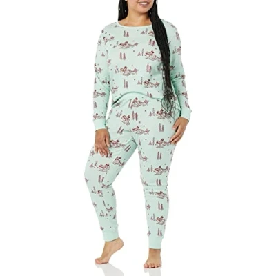 Image of Amazon Essentials Disney Marvel Star Wars Women&#039;s Snug Fit Cotton Pyjama Sleepwear Sets, Mickey Winter Womens fit, S