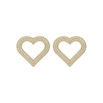 Image of Ted Baker Hartia Statement Crystal Heart Stud Earrings For Women (Gold)