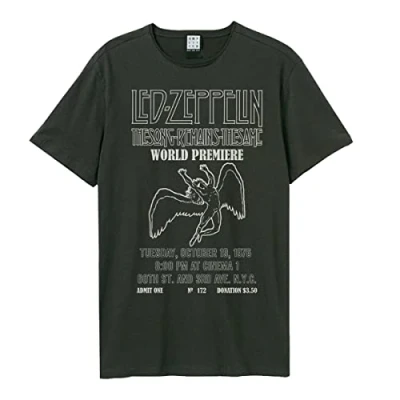 Image of Amplified Unisex Led Zeppelin The Song Remains T Shirt Charcoal, M