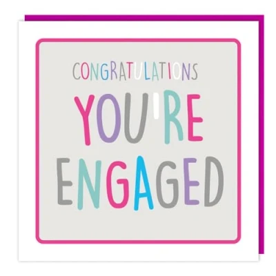 Image of Engagement Congratulations Card You&#039;re Engaged Modern Love Heart Design Special Finishes Made in the UK Eco Friendly