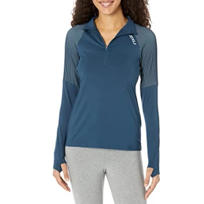 Image of 2Xu Womens W Light Speed 1/2 Zip Moonlight/Silver Reflective Navy Size Large