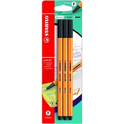 Image of Fineliner STABILO point 88 Pack of 3 Black