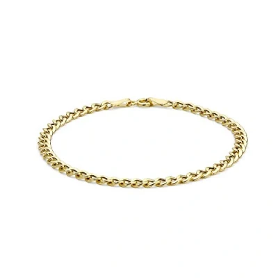 Image of Carissima Gold Men&#039;s 9 ct Yellow 4 mm Hollow Flat Curb Chain Bracelet of Length 18 cm/7 Inch