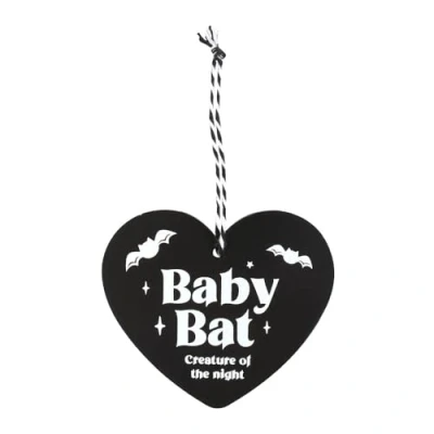 Image of Cute Baby Bat Hanging Heart Sign Novelty Car Safety Window for Babies Adorable on Board Unique UK