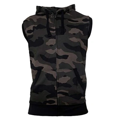 Image of ROCK IT Apparel Hoodie Men Sleeveless zipped hoody Fitness Sweater Training Vest Sweatshirt Tank Top S 4XL color dark camo 3XL