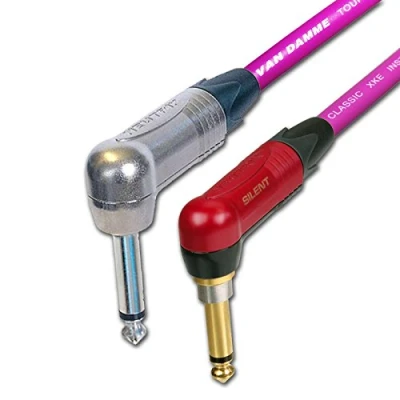 Image of Neutrik SILENT Guitar Jack to Lead. Van Damme Cable. Angled 1m 3m 6m 5m 10m (10m, Purple)