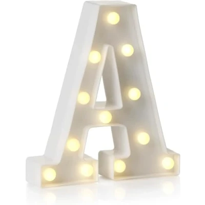 Image of anso LED Alphabet Letter &amp; Number Light Sign Decorations Lamp for Home Birthday Party Event Night Lights 22cm (A)