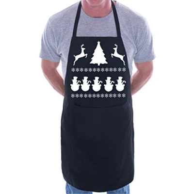 Image of Christmas Reindeer Santa BBQ Cooking Funny Novelty Apron Black