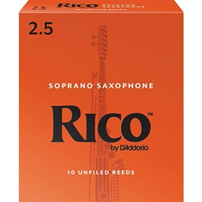 Image of D’Addario Woodwinds Rico Soprano Sax Reeds Saxophone Crafted for Beginners, Students, Educators Strength 2.5, Pack of 10