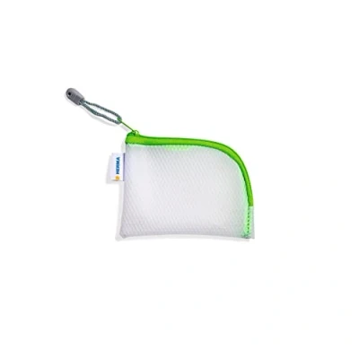 Image of HERMA 20251 Zipped Travel Case A7 Transparent (14 x 10 cm) Small Lockable Clear Pocket with Zipper for Mobile Phone, Charging Cable, Cosmetics, Pens, Keys, Toiletry Bag in Green