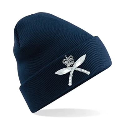 Image of Gurkha Royal Rifles Insignia Mens Premium Embroidered Beanie Hat, Bob Hat British Army Military (Navy)