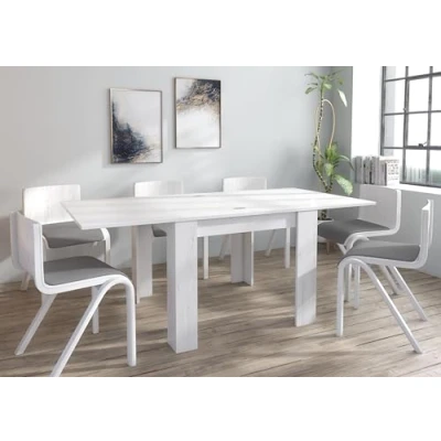 Image of Furneo Modern White Pine Effect Dining Table Only Extendable 90 180cm Golden02